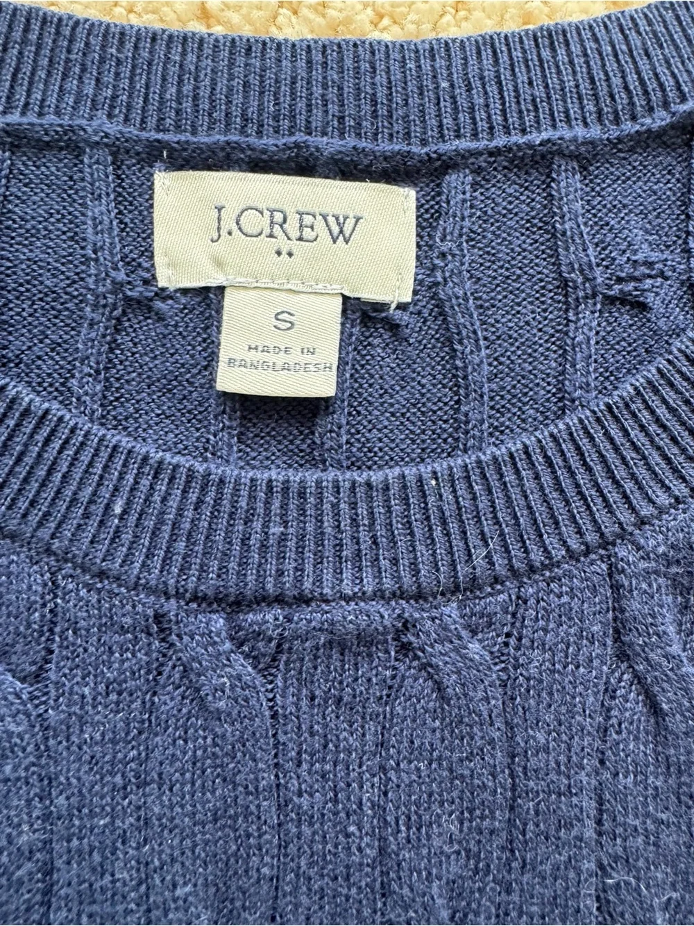 J. Crew Navy Cable-Knit Sleeveless Sweater Vest